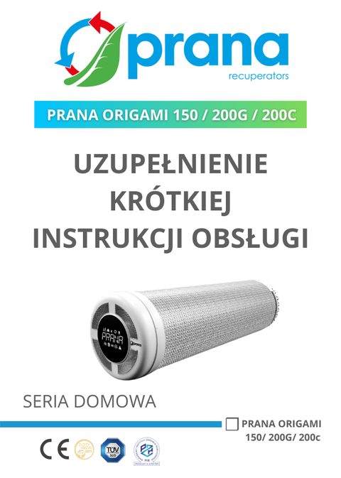 Okładka uzupełnienia krótkiej instrukcji obsługi